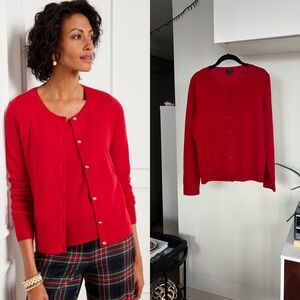 Talbots Vibrant Red Cashmere Casual Cozy Cardigan Cottagcore Sz Lp